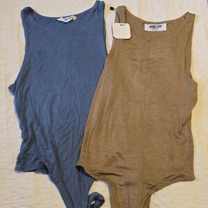 Double Zero Casual Blue and Tan Tops